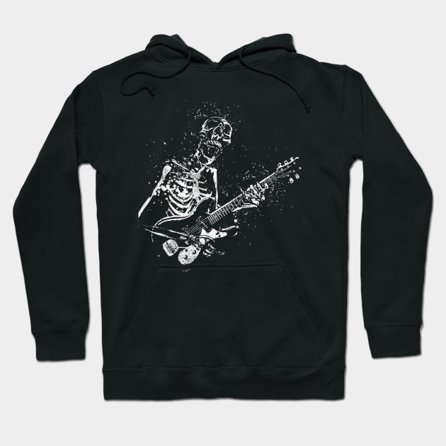 Guitar playing rock and roll skeleton Hoodie by Cattle and Crow